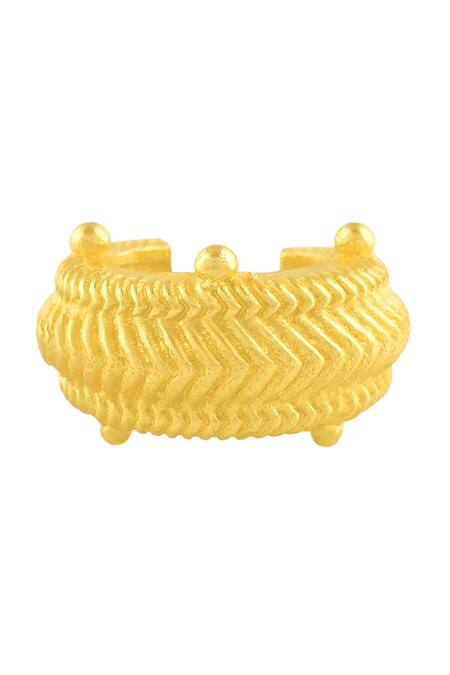 Arvino_Gold Plated Dotted Carved Ear Cuff - Single Pc _Online_at_Aza_Fashions