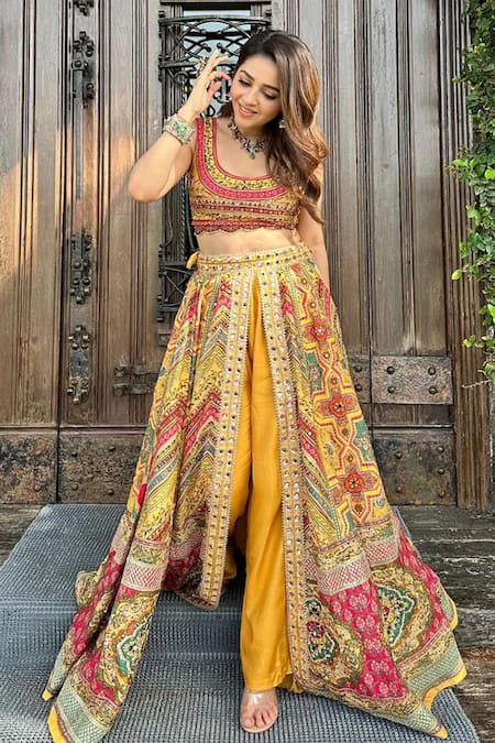 Kalista Gulnar Printed Slit Lehenga Set With Pant 