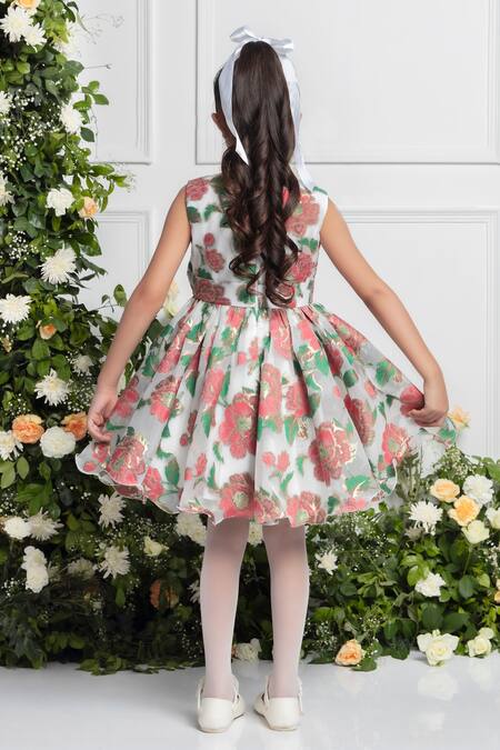 The Pony & Peony Co._Multi Color Organza, Cotton Bows Amelia Gardenia Dress _Online_at_Aza_Fashions