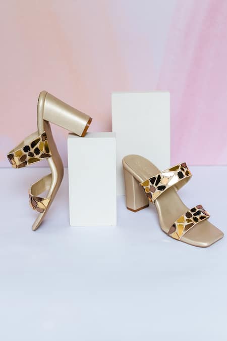 Urbansway Acrylic Mirror Embellished Block Heels 