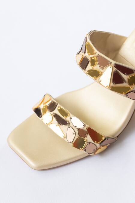 Buy_Urbansway_Gold Acrylic Mirror Embellished Block Heels _Online_at_Aza_Fashions