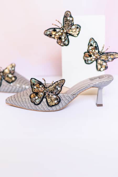 Urbansway Snake Texture Butterfly Clip Mule Heels 