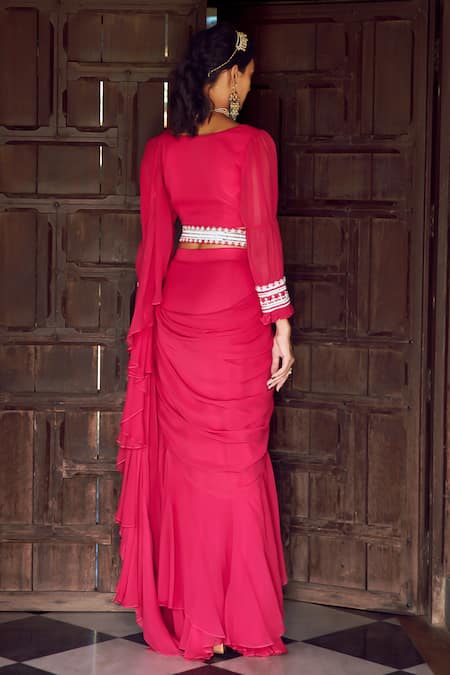 Ritika Verma Samreen Pre-Draped Ruffle Saree With Blouse 