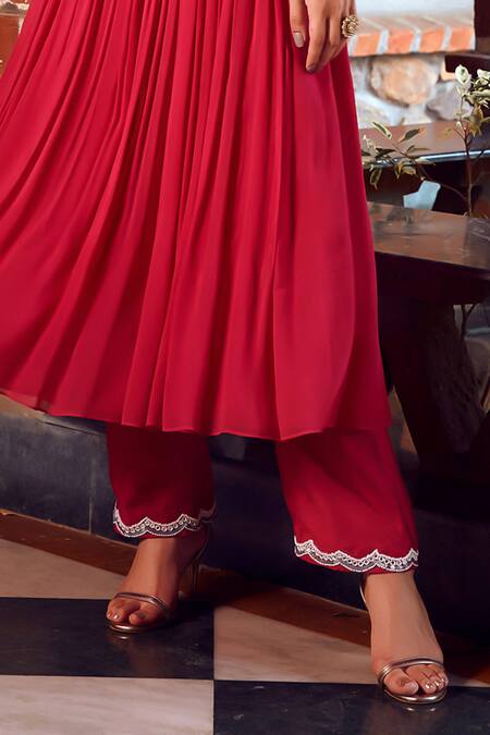 Buy Ritika Verma Fuchsia Georgette Embroidery Collared Gufrana Floral Anarkali With Pant Online at Aza Fashions Buy_Ritika Verma_Fuchsia Georgette Embroidery Collared Gufrana Floral Anarkali With Pant _Online_at_Aza_Fashions