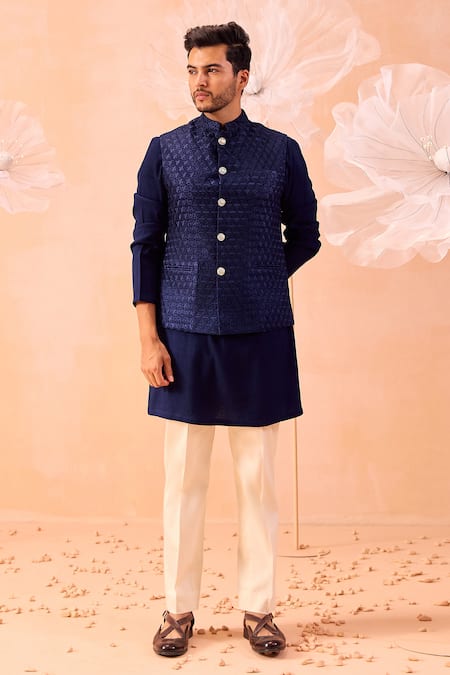 Contrast By Parth Majestic Hand Embroidered Nehru Jacket & Kurta Set 