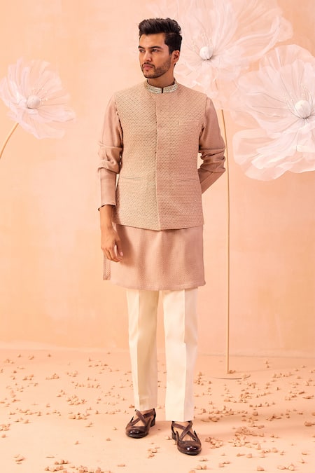 Contrast By Parth Nargis Hand Embroidered Nehru Jacket & Kurta Set 