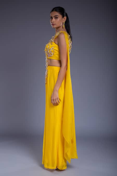 Buy Ellemora Fashions Yellow Dull Crepe Hand Embroidered Sequins Sweetheart Jumpsuit Online at Aza Fashions Buy_Ellemora Fashions_Yellow Dull Crepe Hand Embroidered Sequins Sweetheart Jumpsuit _Online_at_Aza_Fashions