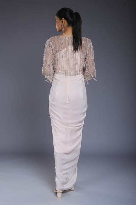 Ellemora Fashions Asymmetric Gown With Embroidered Jacket 