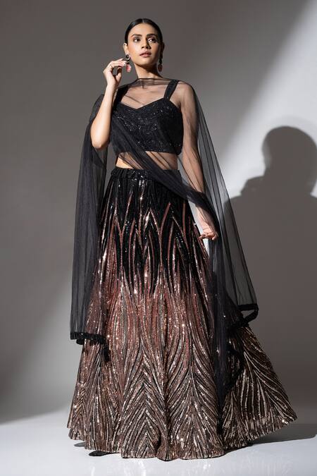 Buy Ellemora Fashions Black Net Sequins, Beads Sweetheart Neck Delight Embellished Lehenga Set Online at Aza Fashions Buy_Ellemora Fashions_Black Net Sequins, Beads Sweetheart Neck Delight Embellished Lehenga Set_Online_at_Aza_Fashions