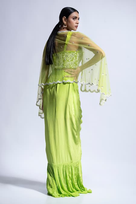 Ellemora Fashions Drape Charm Floral Blouse Cape Set 