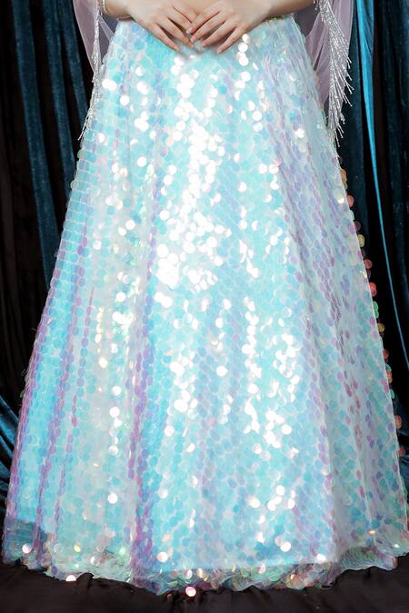 Buy_Ellemora Fashions_Multi Color Net, Silk Sequins Radiant Rainbow Embellished Lehenga With Blouse _Online_at_Aza_Fashions