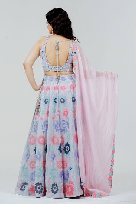 Shop Ellemora Fashions Purple Silk, Organza Embroidery, Crystals, Sequins Hand Blouse Lehenga Set at Aza Fashions Shop_Ellemora Fashions_Purple Silk, Organza Embroidery, Crystals, Sequins Hand Blouse Lehenga Set_at_Aza_Fashions