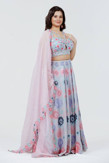 Buy Ellemora Fashions Purple Silk, Organza Embroidery, Crystals, Sequins Hand Blouse Lehenga Set Online at Aza Fashions Buy_Ellemora Fashions_Purple Silk, Organza Embroidery, Crystals, Sequins Hand Blouse Lehenga Set_Online_at_Aza_Fashions