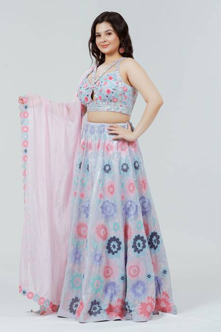 Shop Ellemora Fashions Purple Silk, Organza Embroidery, Crystals, Sequins Hand Blouse Lehenga Set Online at Aza Fashions Shop_Ellemora Fashions_Purple Silk, Organza Embroidery, Crystals, Sequins Hand Blouse Lehenga Set_Online_at_Aza_Fashions