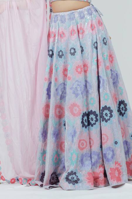 Ellemora Fashions Purple Silk, Organza Embroidery, Crystals, Sequins Hand Blouse Lehenga Set at Aza Fashions Ellemora Fashions_Purple Silk, Organza Embroidery, Crystals, Sequins Hand Blouse Lehenga Set_at_Aza_Fashions