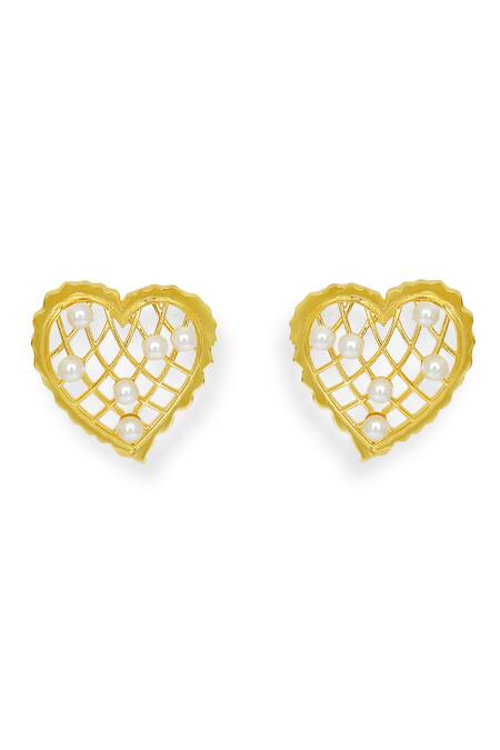 Esme by Aashna Dalmia Whispering Heart Carved Cutwork Earrings 