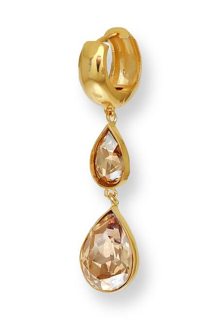 Esme By Aashna Dalmia_Gold Plated Smocking Forever Yours Pear Shaped Earrings _Online_at_Aza_Fashions