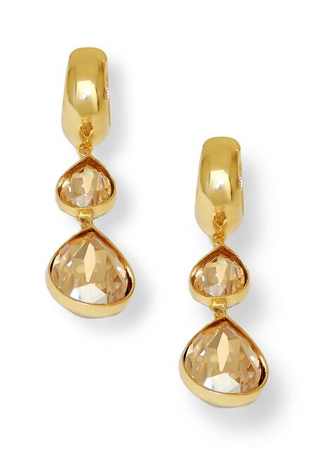 Buy_Esme By Aashna Dalmia_Gold Plated Smocking Forever Yours Pear Shaped Earrings _Online_at_Aza_Fashions