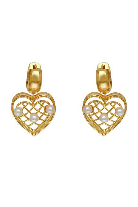 Shop Esme By Aashna Dalmia Gold Plated Stones, Pearls Melodic Muse Swarovski Embellished Earrings at Aza Fashions Shop_Esme By Aashna Dalmia_Gold Plated Stones, Pearls Melodic Muse Swarovski Embellished Earrings _at_Aza_Fashions