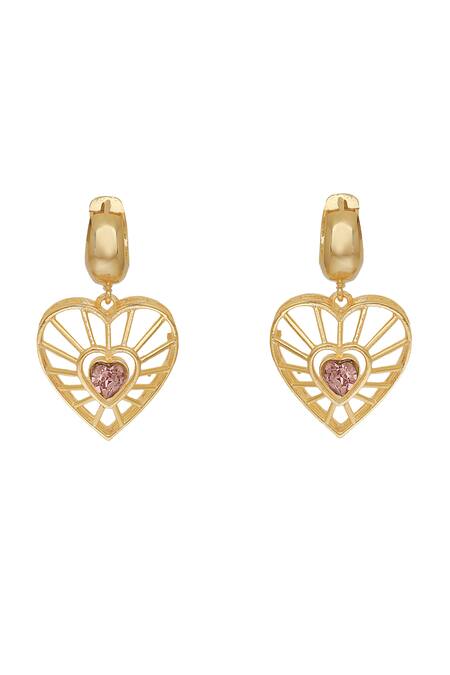 Esme By Aashna Dalmia Gold Plated Stones Darling Dream Heart Shaped Earrings Online at Aza Fashions Esme By Aashna Dalmia_Gold Plated Stones Darling Dream Heart Shaped Earrings _Online_at_Aza_Fashions