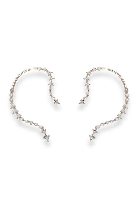 Shop_Esme By Aashna Dalmia_Silver Plated Stones, Crystals Whimsical Fantasy Embellished Ear Cuffs _at_Aza_Fashions