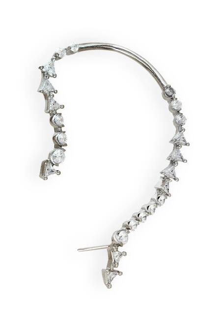 Esme By Aashna Dalmia_Silver Plated Stones, Crystals Whimsical Fantasy Embellished Ear Cuffs _Online_at_Aza_Fashions