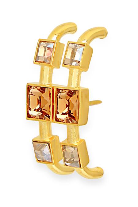 Esme By Aashna Dalmia_Gold Plated Stones Crismson Cascade Embellished Earrings _Online_at_Aza_Fashions