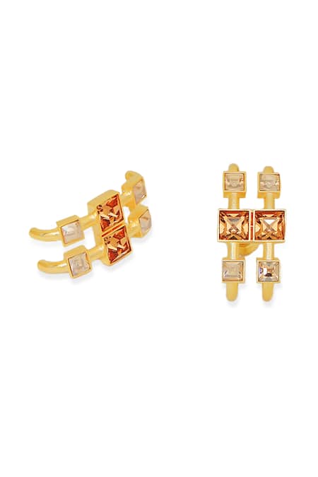 Buy_Esme By Aashna Dalmia_Gold Plated Stones Crismson Cascade Embellished Earrings _Online_at_Aza_Fashions