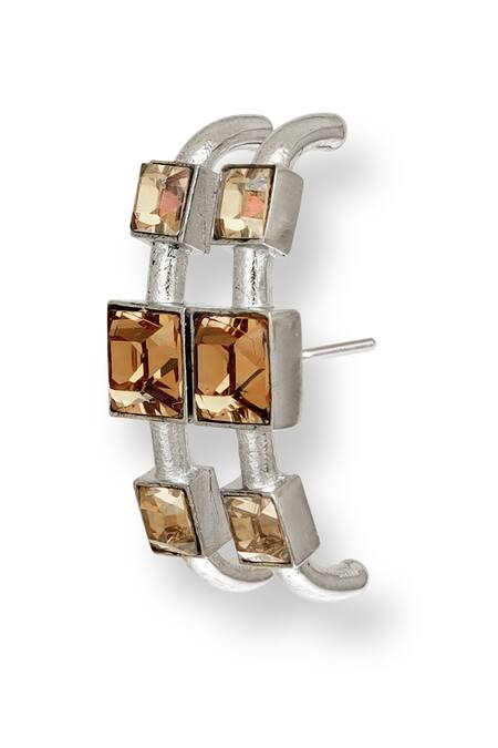 Esme By Aashna Dalmia_Silver Plated Stones Crismson Cascade Embellished Studs _Online_at_Aza_Fashions