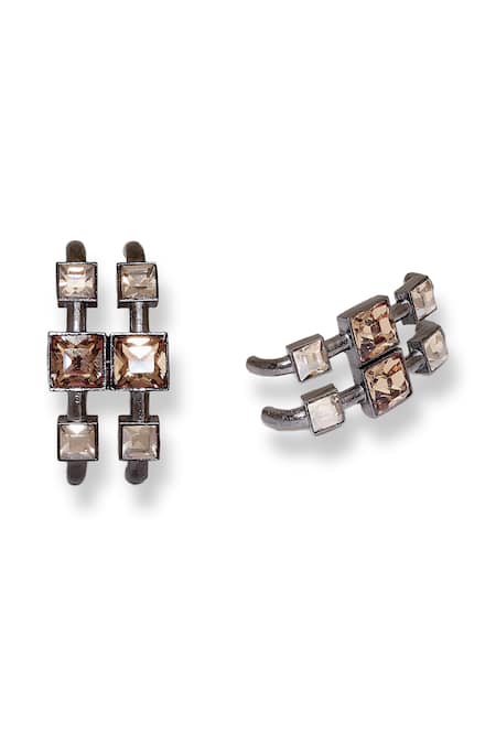 Buy Esme By Aashna Dalmia Grey Stones Crismson Cascade Geometric Carved Studs Online at Aza Fashions Buy_Esme By Aashna Dalmia_Grey Stones Crismson Cascade Geometric Carved Studs _Online_at_Aza_Fashions