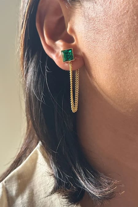 Esme by Aashna Dalmia Velvet Veil Swarovski Studded Chain Earrings 