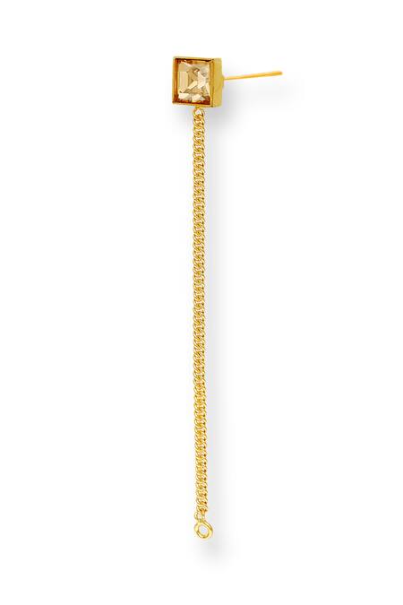 Esme By Aashna Dalmia Gold Plated Crystals Velvet Veil Studded Chain Earrings Online at Aza Fashions Esme By Aashna Dalmia_Gold Plated Crystals Velvet Veil Studded Chain Earrings _Online_at_Aza_Fashions