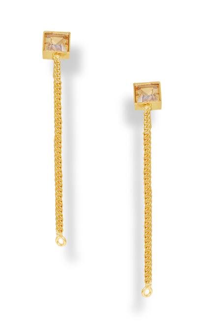 Shop Esme By Aashna Dalmia Gold Plated Crystals Velvet Veil Studded Chain Earrings Online at Aza Fashions Shop_Esme By Aashna Dalmia_Gold Plated Crystals Velvet Veil Studded Chain Earrings _Online_at_Aza_Fashions