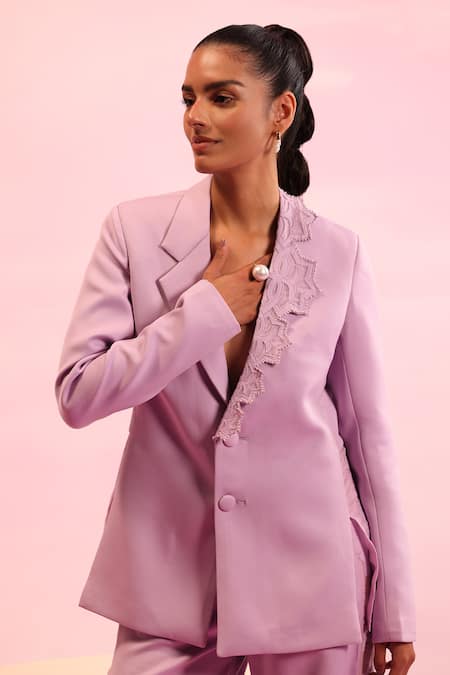 Orthodox Canopy Trace Neck Embroidered Blazer 