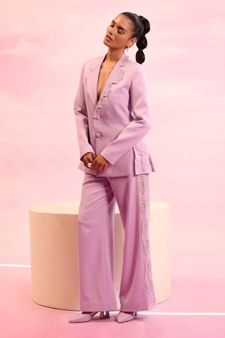 Shop Orthodox Purple Banana Crepe Embroidered Aari Lapel Collar Canopy Trace Neck Blazer Online at Aza Fashions Shop_Orthodox_Purple Banana Crepe Embroidered Aari Lapel Collar Canopy Trace Neck Blazer _Online_at_Aza_Fashions