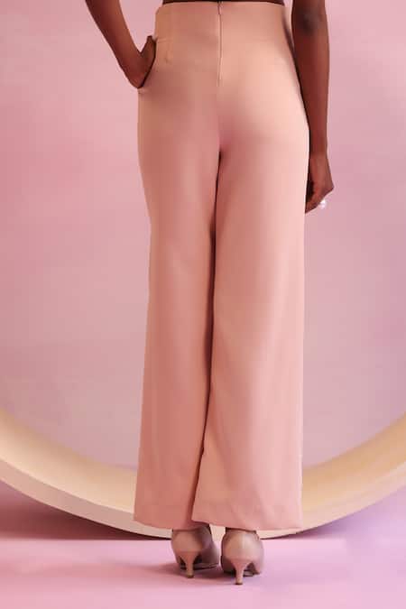 Buy Orthodox Peach Banana Crepe Aari Mystic Groove Geometric Tree Work Trouser Online at Aza Fashions Buy_Orthodox_Peach Banana Crepe Aari Mystic Groove Geometric Tree Work Trouser _Online_at_Aza_Fashions