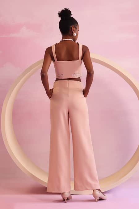 Shop Orthodox Peach Banana Crepe Aari Sweetheart Arboreal Whisper Mesh Detailed Bustier at Aza Fashions Shop_Orthodox_Peach Banana Crepe Aari Sweetheart Arboreal Whisper Mesh Detailed Bustier _at_Aza_Fashions