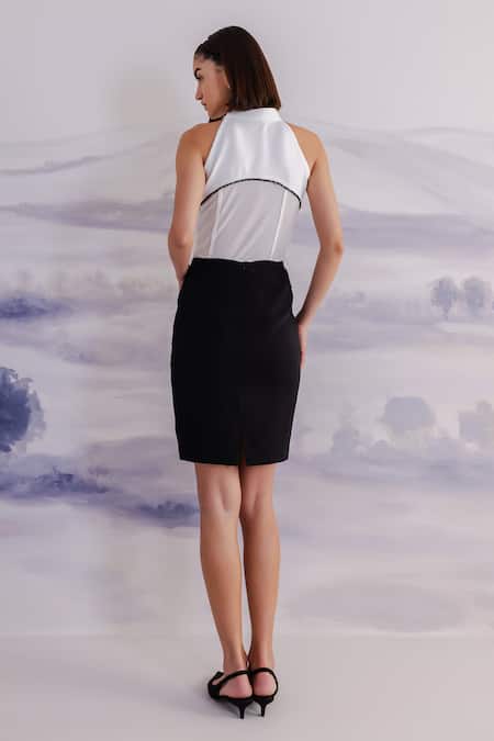 Shop_Orthodox_Black Banana Crepe Plain Pencil Skirt_at_Aza_Fashions