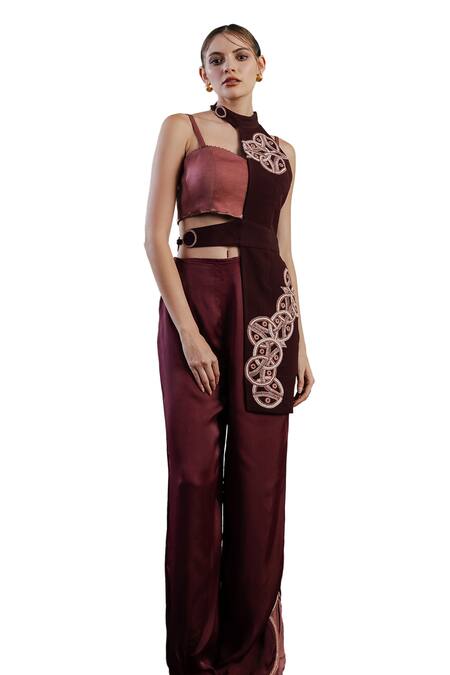 Orthodox Wine Crepe Embroidery Aari Asymmetric Aurelian Helix Work Elegance Half Jacket Online at Aza Fashions Orthodox_Wine Crepe Embroidery Aari Asymmetric Aurelian Helix Work Elegance Half Jacket _Online_at_Aza_Fashions