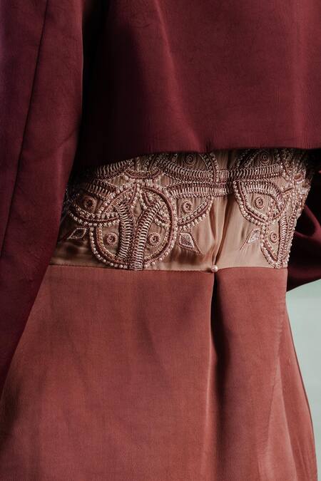 Orthodox Pink Satin Embroidery Aari Open Neck Imperial Aura Over Blazer at Aza Fashions Orthodox_Pink Satin Embroidery Aari Open Neck Imperial Aura Over Blazer _at_Aza_Fashions