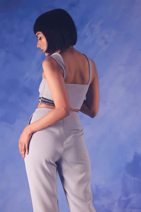 Shop Orthodox Grey Banana Crepe Placement Embroidery Aari Sweetheart Sukhmet Bustier Corset at Aza Fashions Shop_Orthodox_Grey Banana Crepe Placement Embroidery Aari Sweetheart Sukhmet Bustier Corset _at_Aza_Fashions