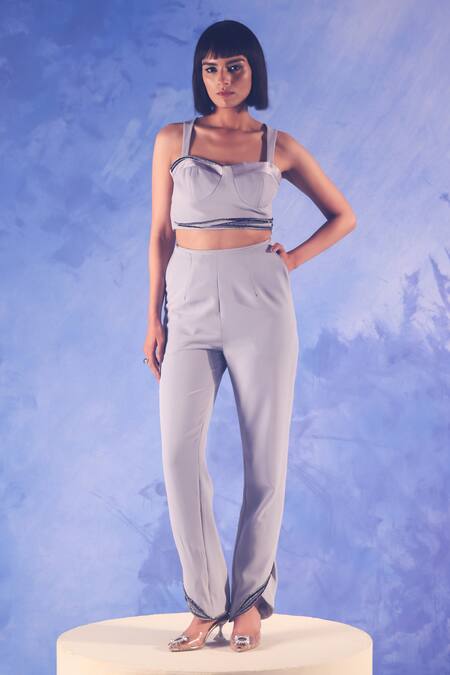 Buy Orthodox Grey Banana Crepe Placement Embroidery Aari Sweetheart Sukhmet Bustier Corset Online at Aza Fashions Buy_Orthodox_Grey Banana Crepe Placement Embroidery Aari Sweetheart Sukhmet Bustier Corset _Online_at_Aza_Fashions