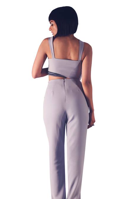 Buy Orthodox Grey Banana Crepe Placement Embroidery Aari Sweetheart Sukhmet Bustier Corset Buy_Orthodox_Grey Banana Crepe Placement Embroidery Aari Sweetheart Sukhmet Bustier Corset