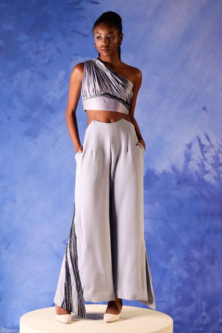 Orthodox Grey Satin Placement Embroidery Aari Asymmetric Nafisa Draped One Shoulder Top Online at Aza Fashions Orthodox_Grey Satin Placement Embroidery Aari Asymmetric Nafisa Draped One Shoulder Top _Online_at_Aza_Fashions