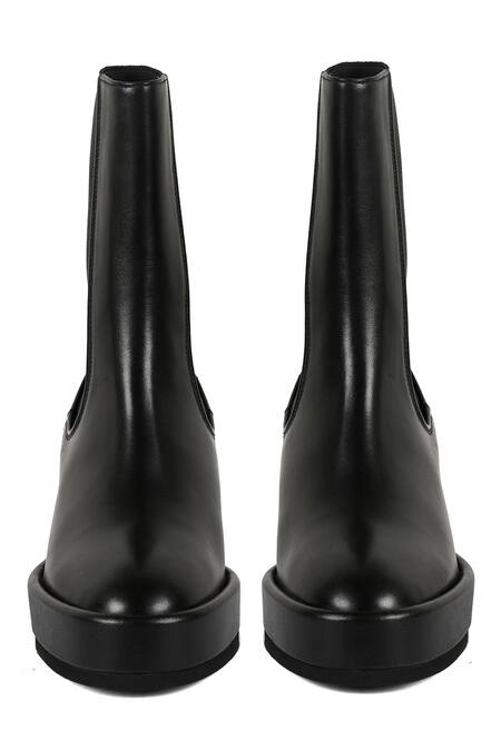 Shop Jvam Black Robin Plain Wedge Boots at Aza Fashions Shop_Jvam_Black Robin Plain Wedge Boots_at_Aza_Fashions