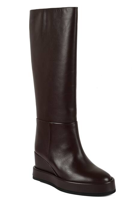 Jvam_Brown Ryder Leather Boots_Online_at_Aza_Fashions