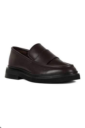 Jvam Brown Emmett Solid Flared Heel Moccasins Online at Aza Fashions Jvam_Brown Emmett Solid Flared Heel Moccasins_Online_at_Aza_Fashions