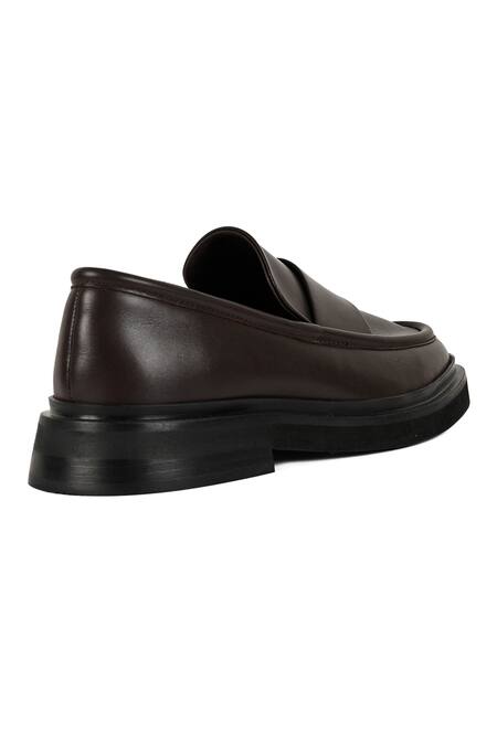 Shop Jvam Brown Emmett Solid Flared Heel Moccasins Online at Aza Fashions Shop_Jvam_Brown Emmett Solid Flared Heel Moccasins_Online_at_Aza_Fashions