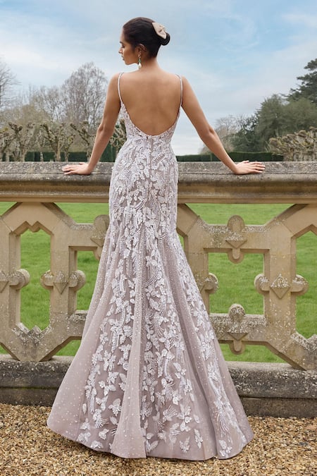 Seema Gujral Sequin Embroidered Strappy Gown 