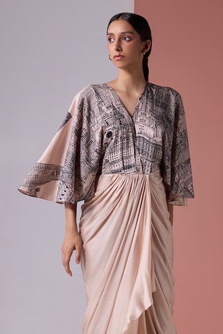 Jyoti Sachdev Iyer Landon Print Draped Kaftan 